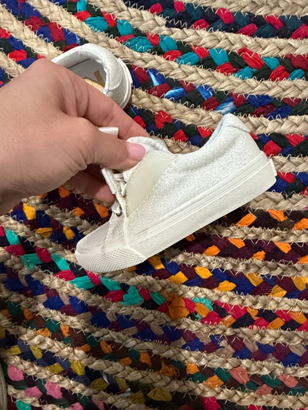 Keds White Glitter Ribbon Lace Kids Sneakers Toddler Shoes - Size 6 - Picture 4 of 8